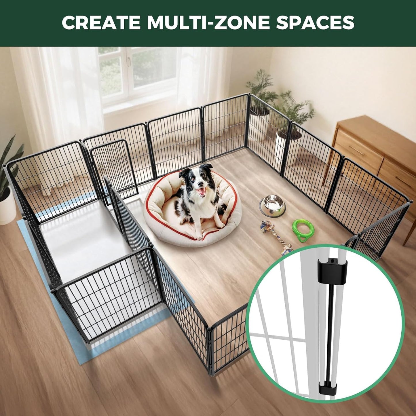 FXW Homeplus Unleashed Indoor Dog Playpen - Stress-Free and Safe Play, Heavy Duty 24 Inch 6 Panels Dog Pen for Puppy and Small Dogs, Black│Patented