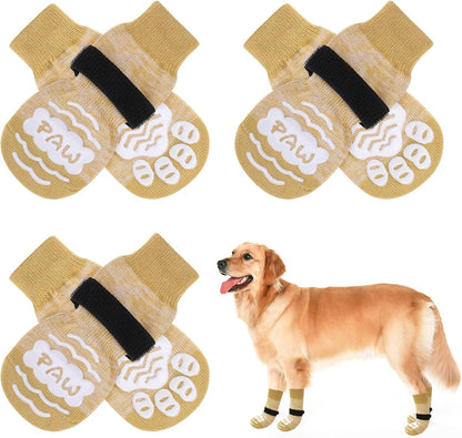 BEAUTYZOO Anti-Slip Dog Socks,Dog Shoes for Hot/Cold Pavement,Paw Protectors with Grips 3 Pairs for Puppy Small Medium Large Senior Old Dogs,Dog Socks to Prevent Licking and Hardwood Floor Protection