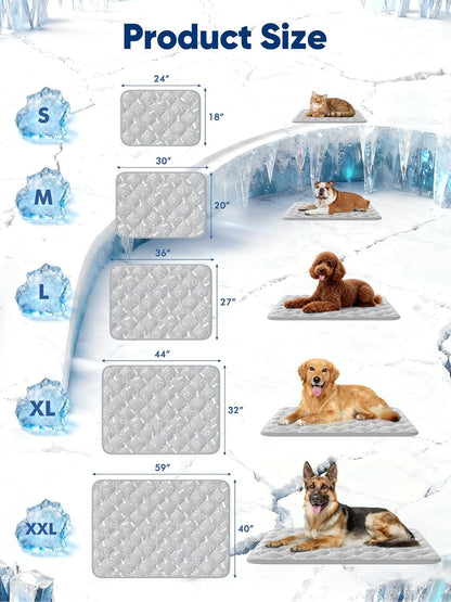 Rywell Dog Cooling Mat 2.0, Ocean Blue,44" x 32" Thick & Durable Cooling Mat for Extra Large Dogs, Long-Lasting Cool with Waterproof & Color-Changing Arc-Chill Tech (Q-Max>0.5) Washable& Non-Toxic