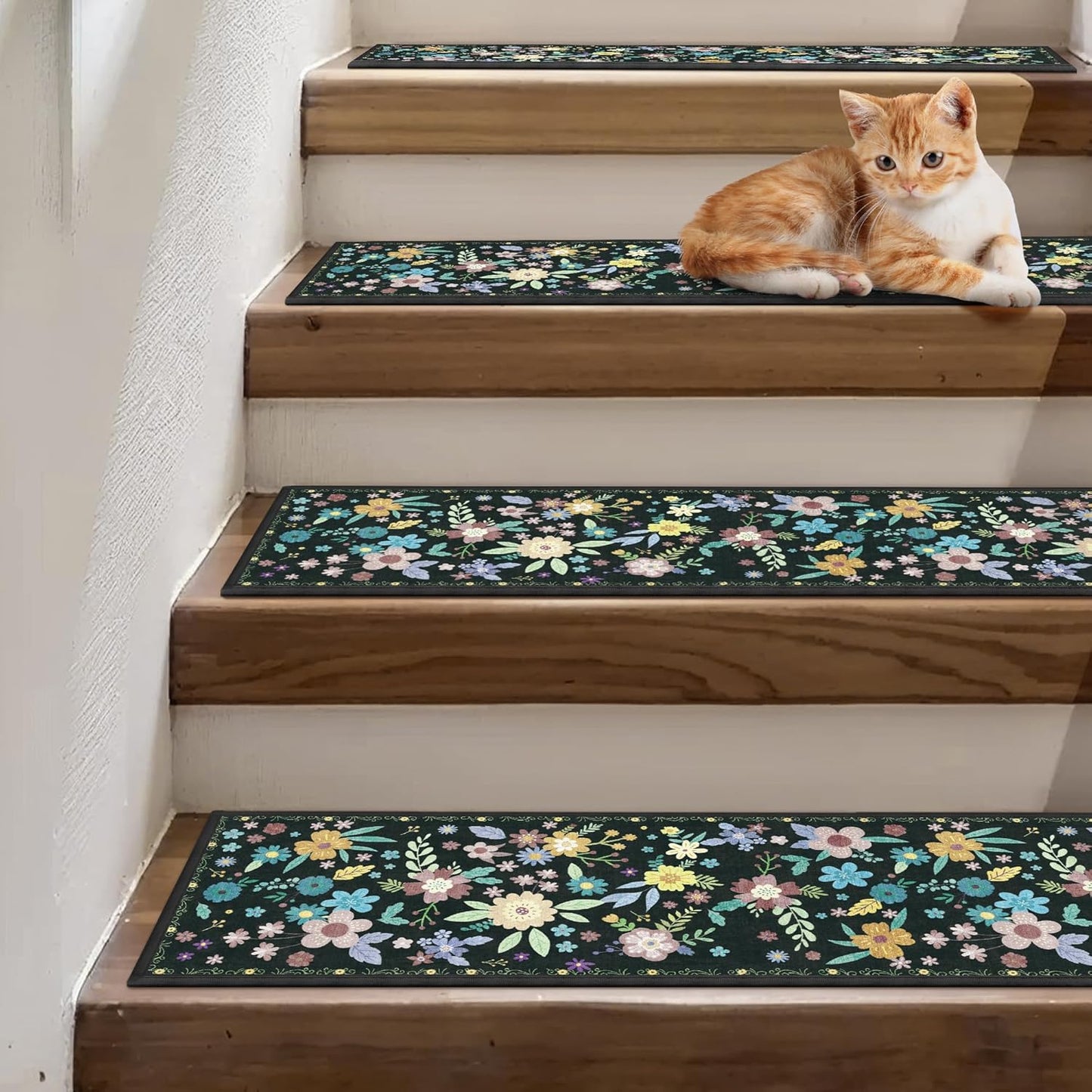 sarben Non Slip Stair Treads for Wooden Steps 15PCS - 8"x30" Indoor Safety Carpet, Edging Mats with TPE Adhesive Backing, Pet and Elderly Friendly Stair Rugs (Taupe) - Colors B