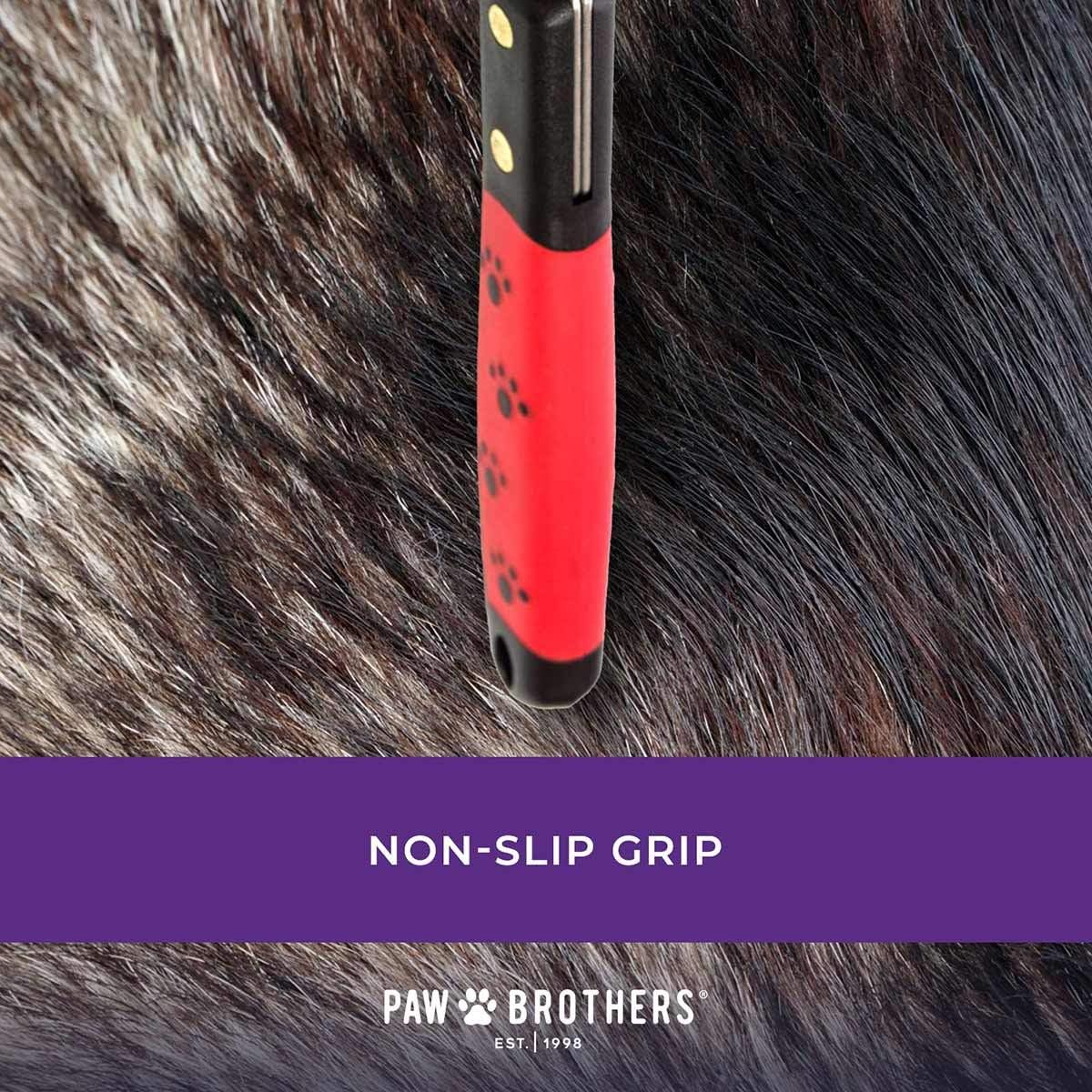 RYAN'S PET SUPPLIES Paw Brothers 13-Blade Coarse Double Wide Dematting Undercoat Rake for Dogs and Cats, Professional Grade, Dog Shedding Brush, Stainless Steel Blades, Rounded Gentle Teeth