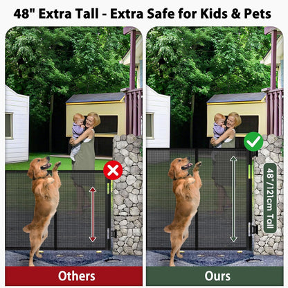 250" Reinforced Extra Wide Baby Gate Retractable Dog Gate, 21ft Extra Long Baby Gate Retractable Gates for Dogs, 48" Extra Tall Pet Gate Retractable Fence Outdoor Gate for Deck/Garage/Patio, Black