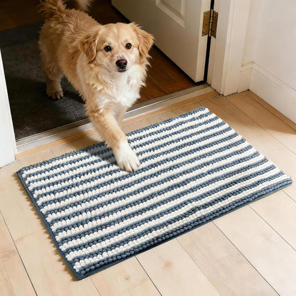 Dog Door Mat for Muddy Paws - Absorbent Quick-Dry Non-Slip Washable Chenille Pet Rug, Indoor Entryway Mat for Front Door & Crate (Brown, 24" L*16" W)