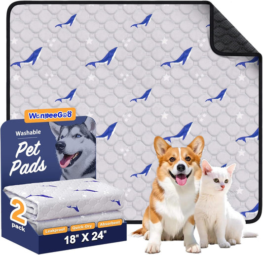 WanpeeGoo Washable Pee Pads for Dogs, 2Pack Reusable Puppy Pads, Super Absorbent & Leakproof Dog Pads, Anti-Slip Dog Pee Pads for Puppy Training & Incontinence, Feather Pattern 36"x41"