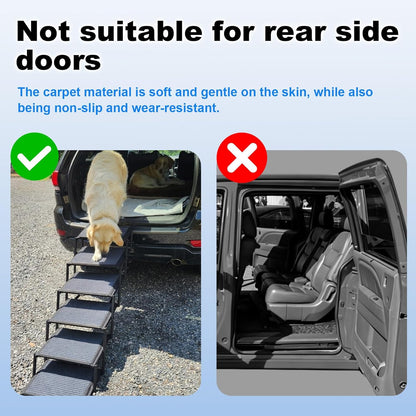 Dog Ramp for Car Truck and SUV Dog Stairs for Large Dogs Folding Pet Stairs with Non-Slip Rug Surface Supports Up to 250 lbs (5 Steps)