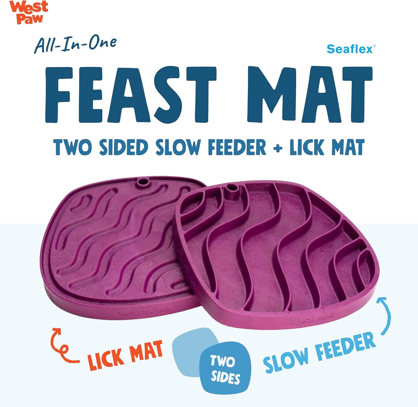 West Paw Seaflex Bubbles Feast Mat – All-in-One, Slow Feeder, Lick Mat – Encourages Foraging & Food Exploration - Engages Picky Eaters & Slow Feeding - Versatile – Easy to Clean, Non-Toxic - Tropic