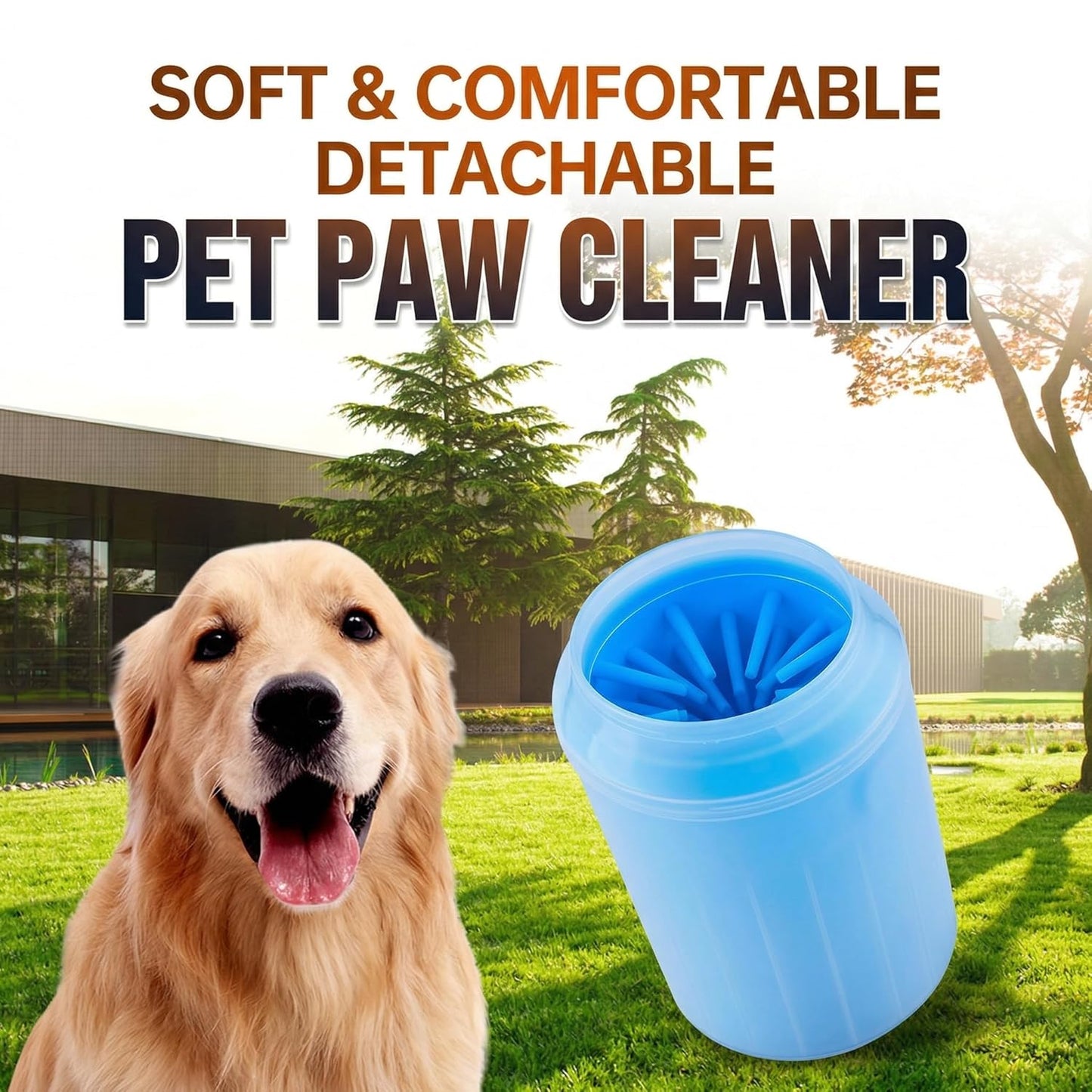 Dog Paw Cleaner, Portable Soft Silicone Paw Cleaner Pet Foot Washer Cup, Blue Removable Scrubber for Small Dog and Cats to Clean Muddy Paws After Outdoor Walks