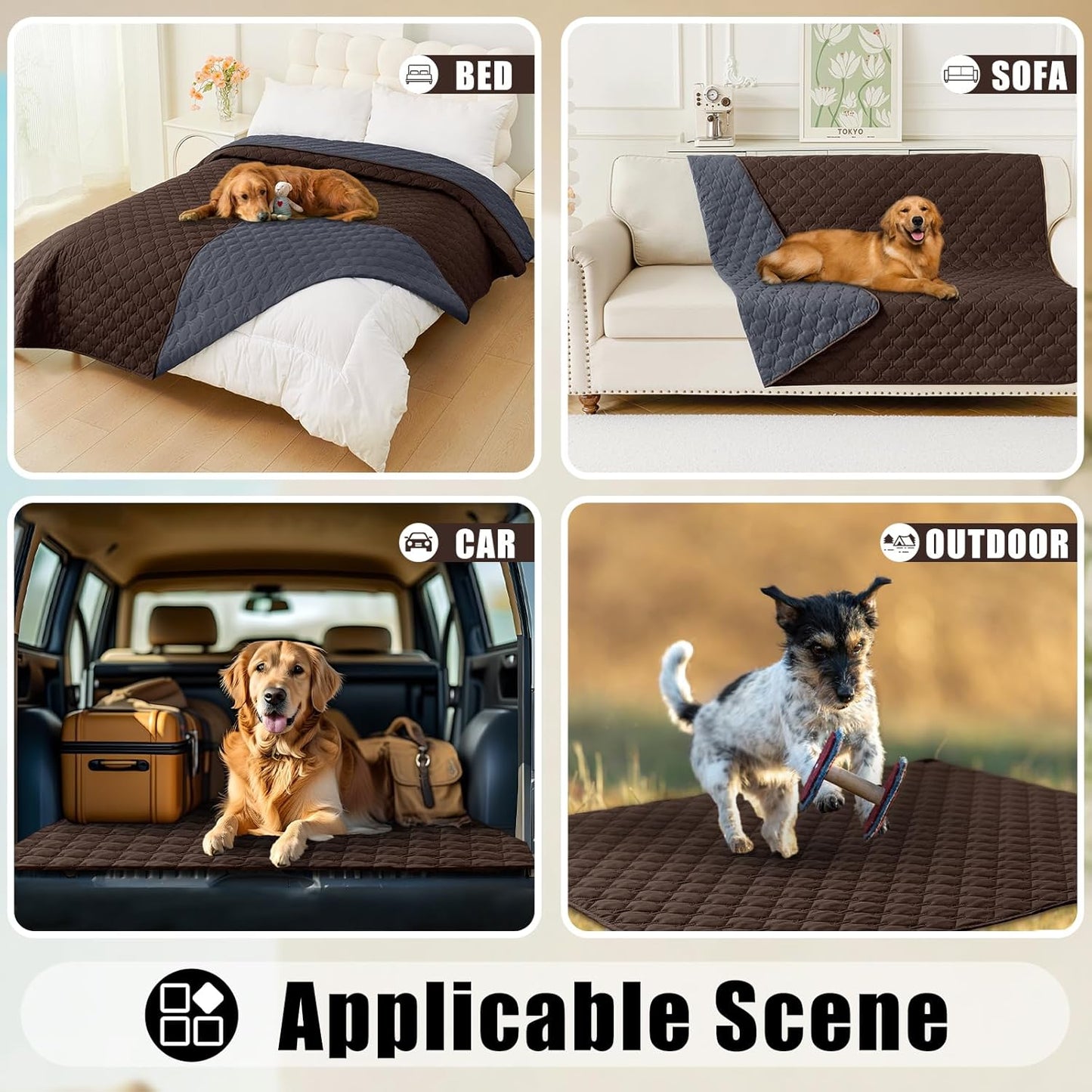 Smiry Waterproof Dog Bed Cover Blanket 30x70, Soft Reversible Pet Blanket, Washable Leakproof Cats Dogs Couch Cover for Sofa, Couch, Furniture, Grey/Dark Grey