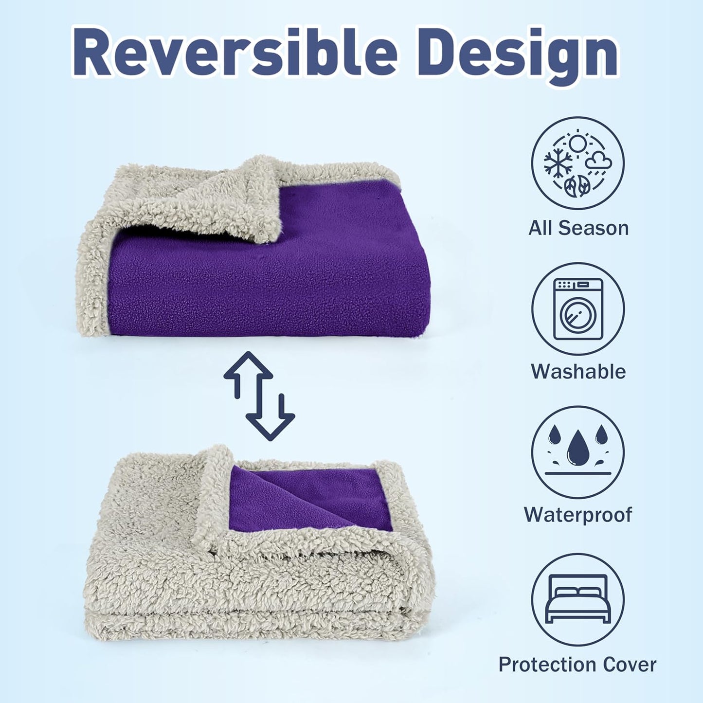 Kritter Planet Waterproof Dog Blanket, Reversible Water Proof Pet Blanket for Couch, Bed & Sofa, Washable Couch Covers for Large Dogs - Protects Furniture from Fur, Dirt, and Accidents