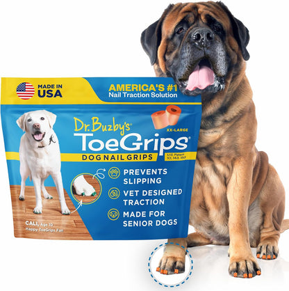 Dr Buzby's Large ToeGrips for Dogs - Instant Traction on Wood/Hardwood Floors - Anti Slip Relief - Grippers for Senior Dogs - Stop Sliding Instantly - Rubber Nails for Paws - 1 Pack (20 Grips)