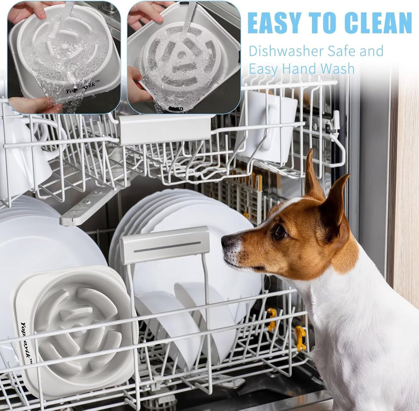 2 Pack Slow Feeder Dog Bowls for Healthy Eating, Non-Slip and Anti-Choking Design, Reduces Bloating & Overeating for Medium Dogs and Cats, Easy to Clean