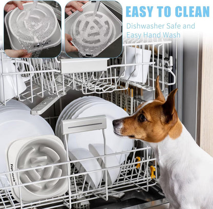 2 Pack Slow Feeder Dog Bowls for Healthy Eating, Non-Slip and Anti-Choking Design, Reduces Bloating & Overeating for Medium Dogs and Cats, Easy to Clean