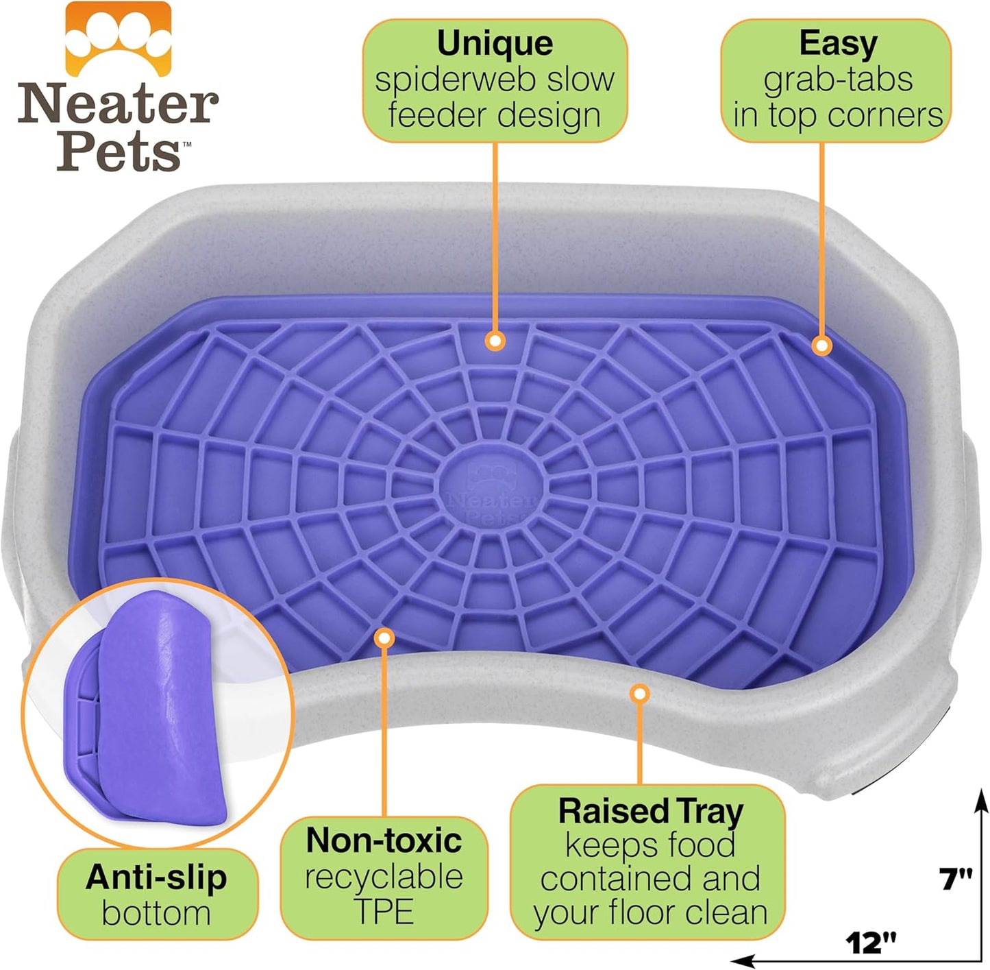 Neater Pets Neat-LIK Dog Lick Mat w/Mess-Proof Tray, Lick Mat for Dogs, Cats, Puppy, Reduces Anxiety & Boredom, Peanut Butter Slow Feeder, Interactive Treat Licking Pad (Green/Vanilla Bean)