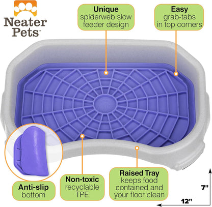 Neater Pets Neat-LIK Dog Lick Mat w/Mess-Proof Tray, Lick Mat for Dogs, Cats, Puppy, Reduces Anxiety & Boredom, Peanut Butter Slow Feeder, Interactive Treat Licking Pad (Green/Vanilla Bean)