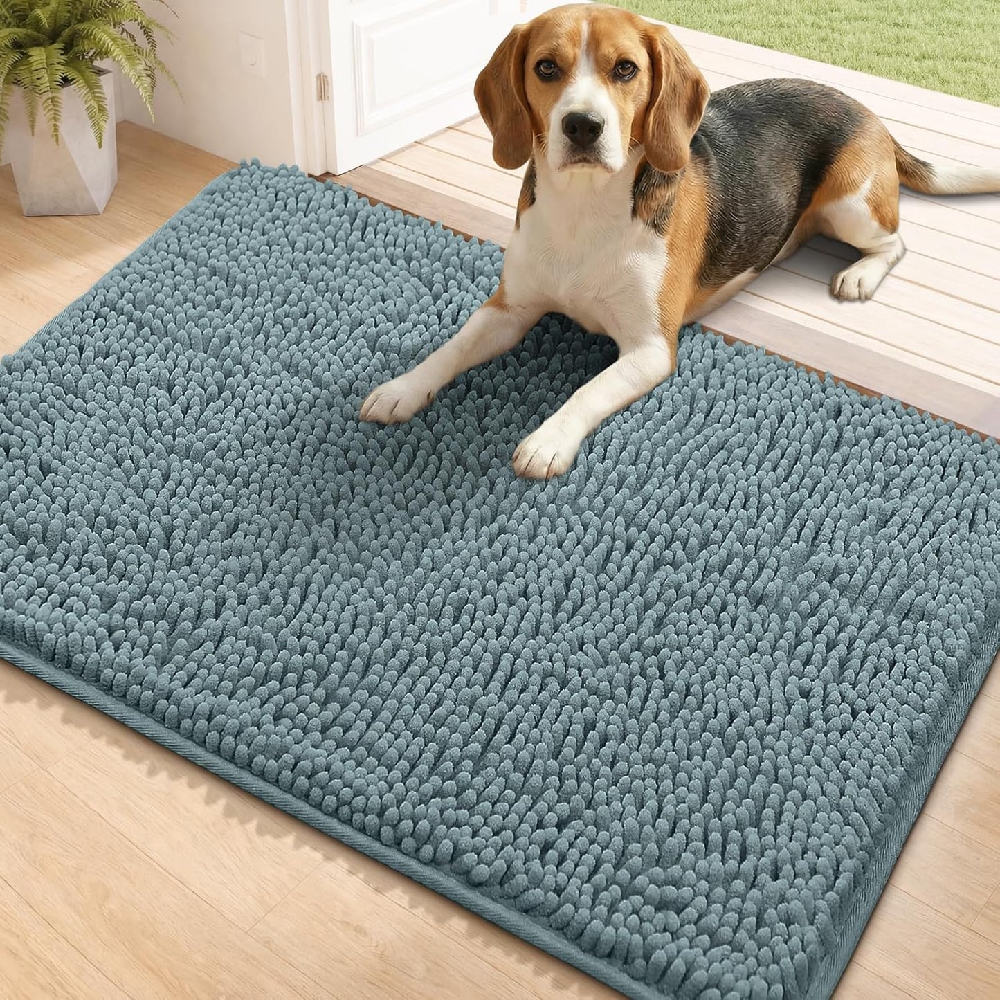 Bcoimo Super Absorbent Dog Door Mat, 30"*20" Anti Slip Mat for Muddy Paws, Pet Rugs for Dirty Paws Washable that Absorbs Moisture and Dirt, for Dog Cage and Pet Resting Carpet