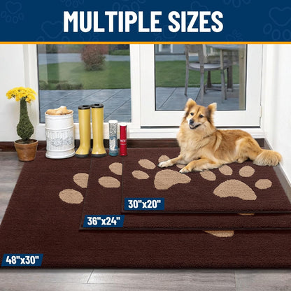 Smiry Dog Door Mat for Muddy Paws, Absorbs Moisture and Dirt, Low-Profile Entryway Mat with Non-Slip Backing, Entry Indoor Outdoor Doormat for Inside Floor (30x20 Inches, Grey, Striped)