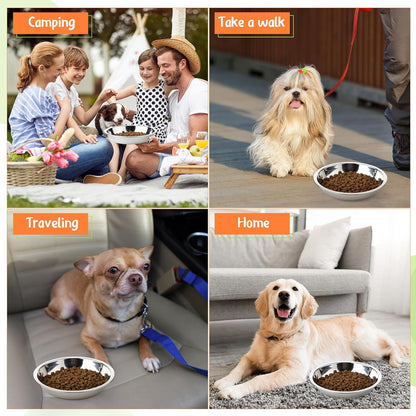Patelai 4 Pcs Stainless Steel Dog Bowls with Silicone Lids Portable Food and Water Dishes for Pets Sealable Containers for 6.3" for Cats & Small Dogs (Red,Purple)