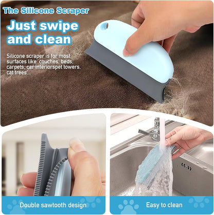 Pet Hair Removal Tool: 6 Pcs Dog Cat Hair Remover - Reusable Pet Hair Remover with Laundry Pet Hair Catcher - Portable Carpet Rake Scraper Fur Removal Tool for Rugs Car Mats Couch Furniture