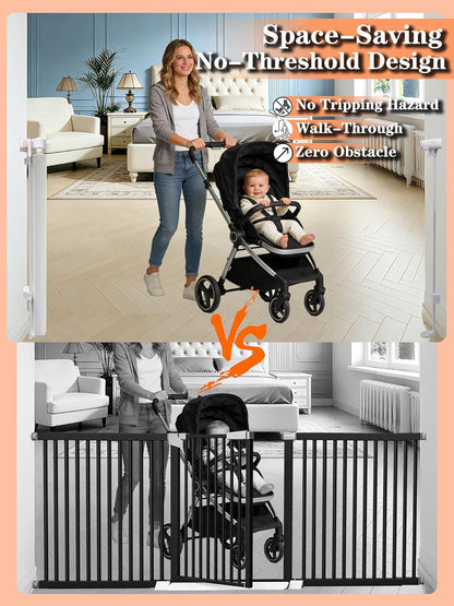 240'' Extra Wide Retractable Baby Gates for Large Opening, 42" Tall Retractable Dog Pet Gate with Support Rods, Long Mesh Screen Child Safety Gate for Garage Doorways Deck Stairs Yard Outdoor Indoor