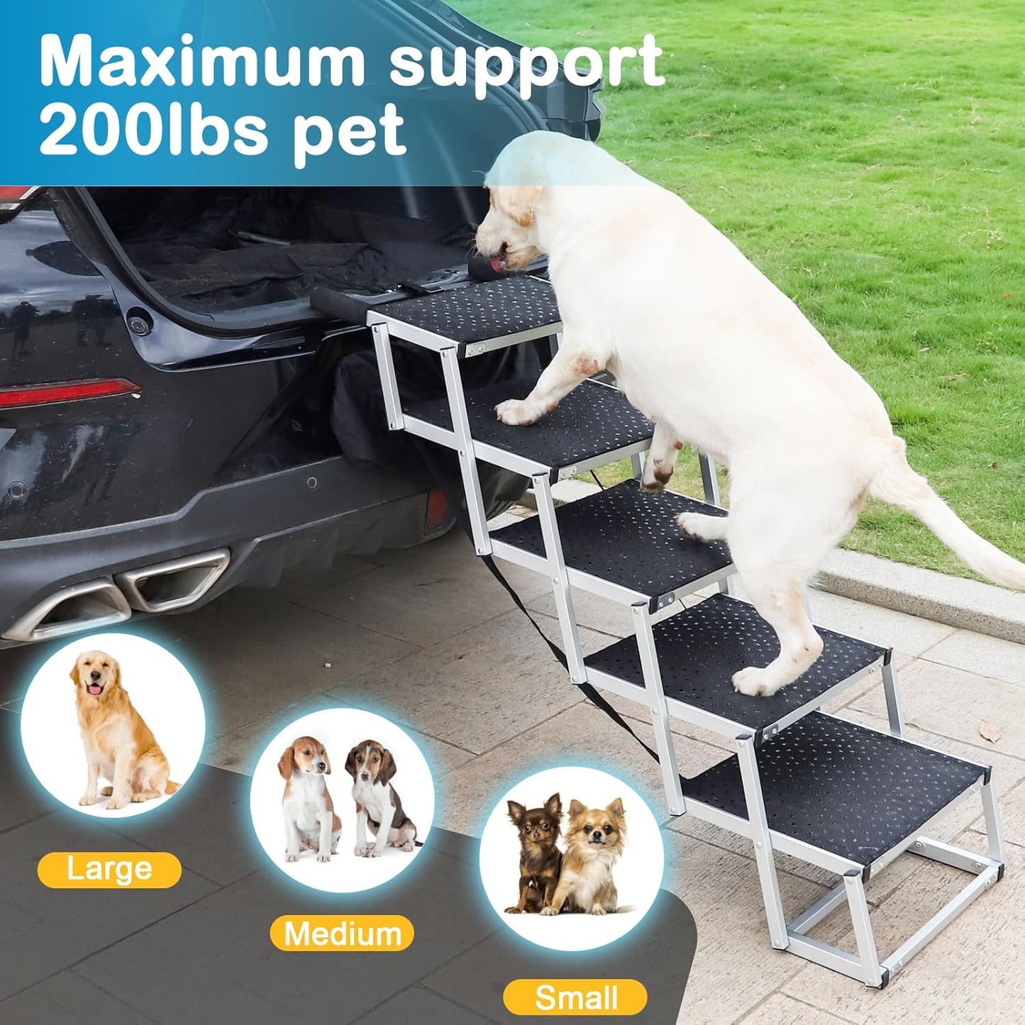 Uross Dog Ramp for Car 71" Long- Collapsible Pet Ramps for Large Dogs SUV Truck Folding Outdoor Dog Ramp for Porch Steps