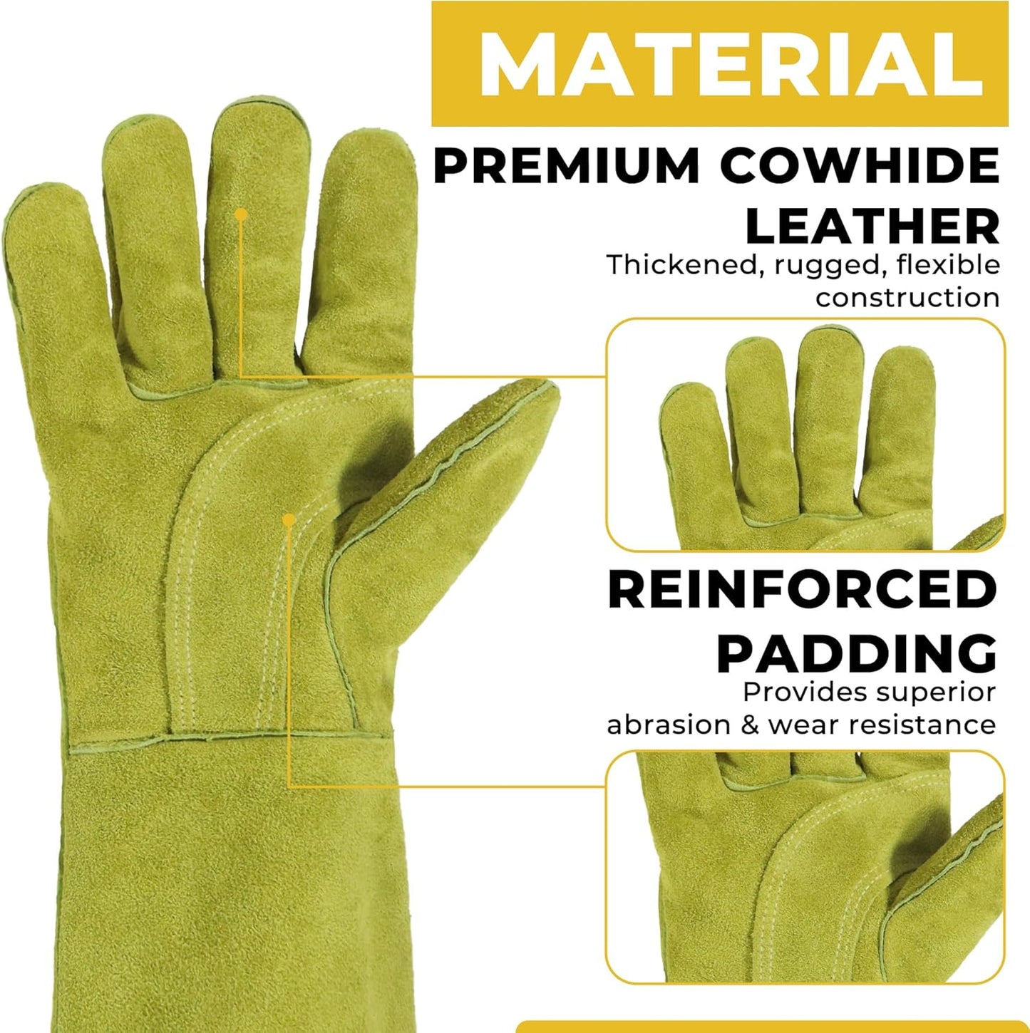 HANDLANDY Animal Handling Gloves, Bite-Proof, Scratch-Resistant, Pet Gloves for Dogs, Cats, Falconry, Gardening