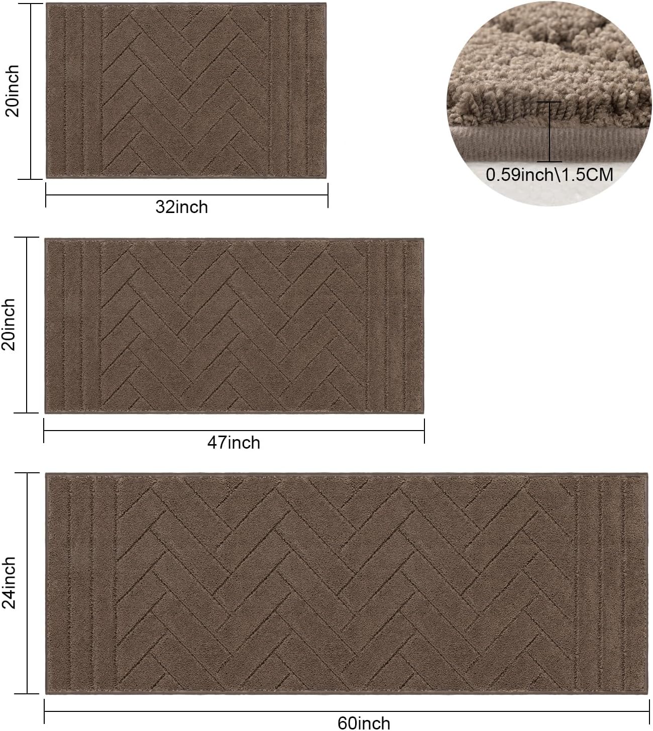 Tindbea Dog Mat for Mud Paws,Absorbs Moisture Dirt Non-Slip Washable Mud Mat for Dogs,Soft Rubber Backing Front Inside Pet Rug for Entryway, Dog Paws, Patio(20"x48",Charcoal)
