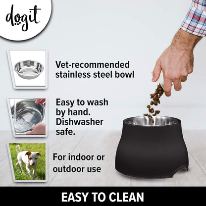 Dogit Elevated Dog Bowl, Stainless Steel Dog Food and Water Bowl for Large Dogs, White, 73753