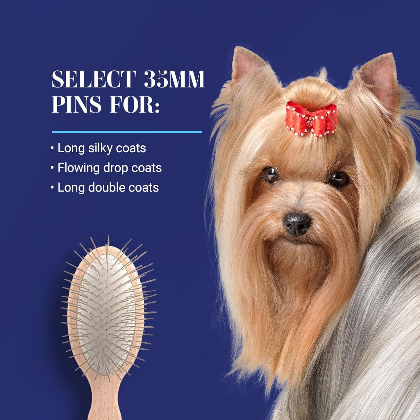Chris Christensen Dog Brush, 27 mm Oval Pin Brush, Original Series, Groom Like a Professional, Stainless Steel Pins, Lightweight Beech Wood Body, Ground and Polished Tips