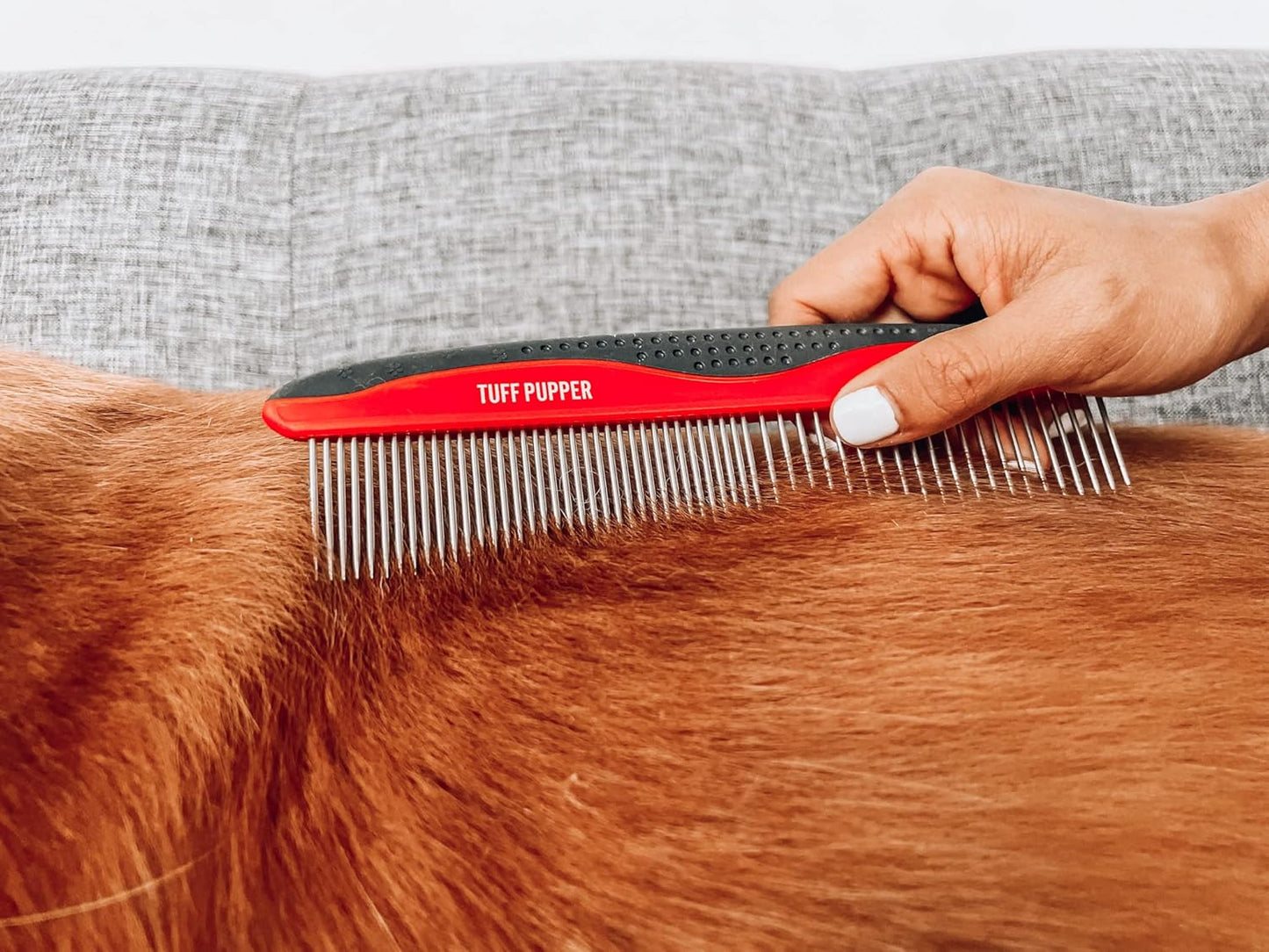 Tuff Pupper Dog Grooming Comb Set | Easily & Safely Remove Matted Knotted Hair | Ergonomic Pet Detangling Combs | No-Slip Safety Handle | Rounded Tips Prevent Scratching | For Poodles & Curly Hair