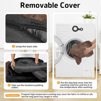 Calming Dog Bed Fluffy Plush Dog Mat for Furniture Protector with Removable Washable Cover for Large Medium Small Dogs and Cats (Large, Light Grey)