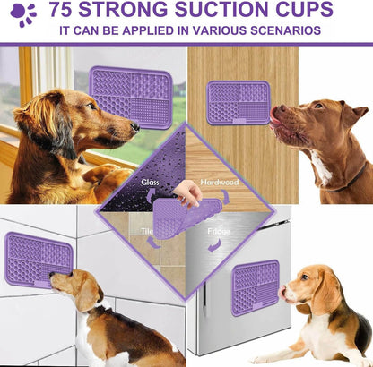Licking Mat for Dogs & Cats with Suction Cups, 1 Pack Square Dog Slow Feeder Lick Pat for Anxiety Relief & Boredom, Dog Toys to Keep Them Busy, Pets Grooming Bathing Training Mat