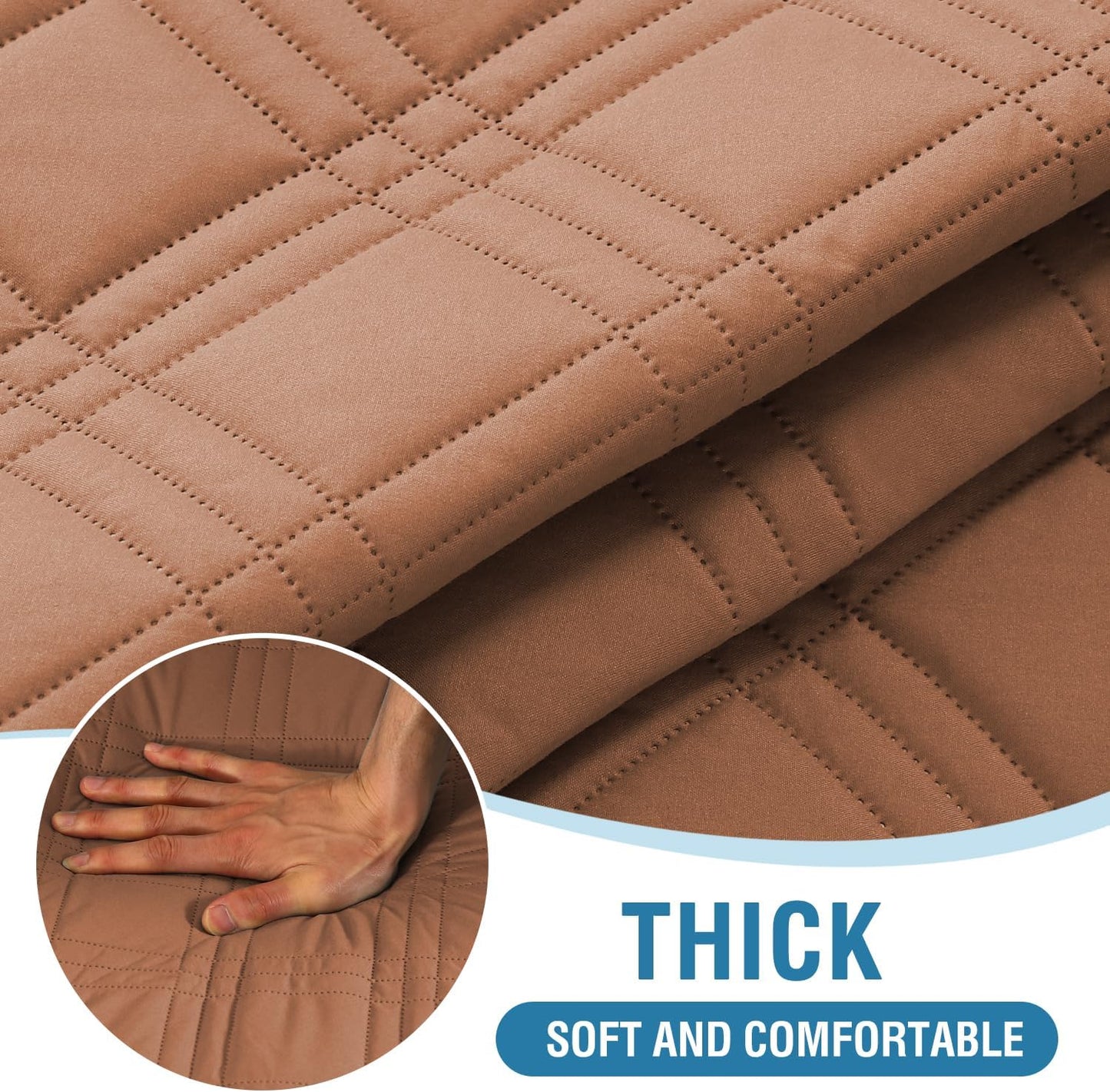 H.VERSAILTEX 100% Waterproof Slipcovers for Couches and Sofas Modern Pet Couch Cover Thick Soft Furniture Protector with Elastic Straps(Sofa, Lily Pad/Beige)
