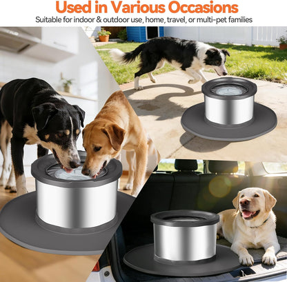 Decflow 12L No Spill Dog Water Bowl for Large Dogs, Stainless Steel Spill Proof Bowls with Suction Cup Anti-Skid Mat, Slow Drinking Feeder for Messy Drinkers, Heavy Duty Pet Bowls for Indoor/Outdoor