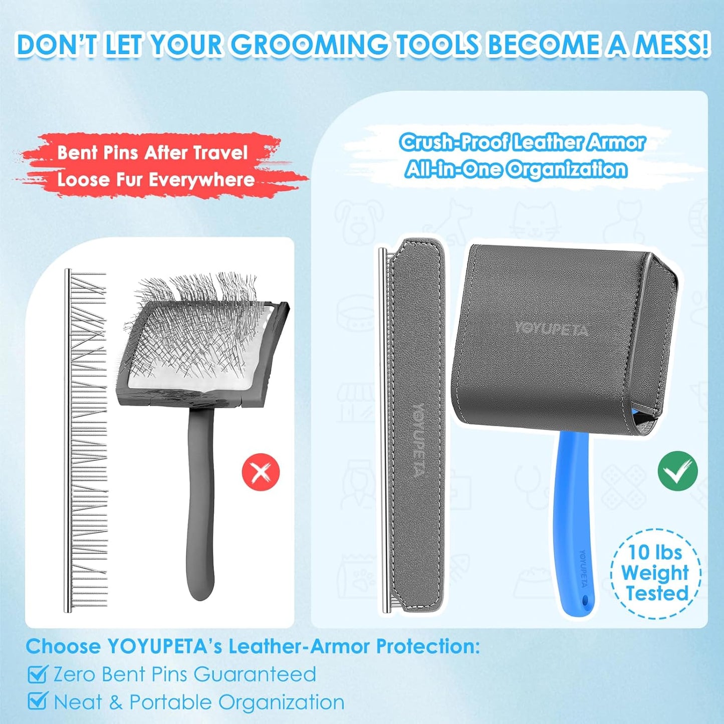 Large Slicker Brush for Dogs,Doodle Brush for Poodles, Goldendoodles, Labradoodle, Extra Long Pins for Detangling Matted Fur & Removing Tangle, Dog Grooming Kit with Wooden Handle. Black