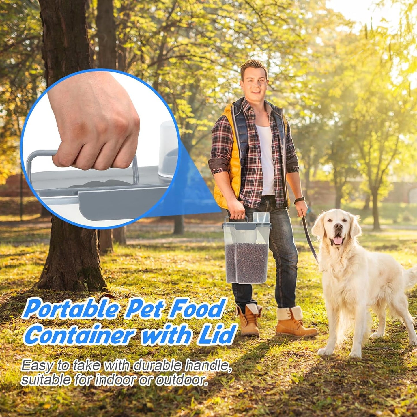 TBMax Dog Food Storage Container 5-7 lbs, Airtight Cat Food Container with Larger Spout & Measuring Cup, Portable Pet Food Storage Dispenser for Small Animal Kibble Storage, Bird Seed Container