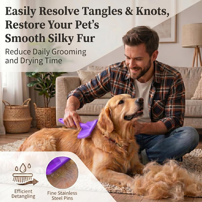 Slicker Brush for Dogs, Large Dog Grooming Brush for Doodles Goldendoodles Poodles Labradoodle Bernedoodles, Long Combs to Wavy & Curly Hair - Wooden Handle 3 Pcs - Nature
