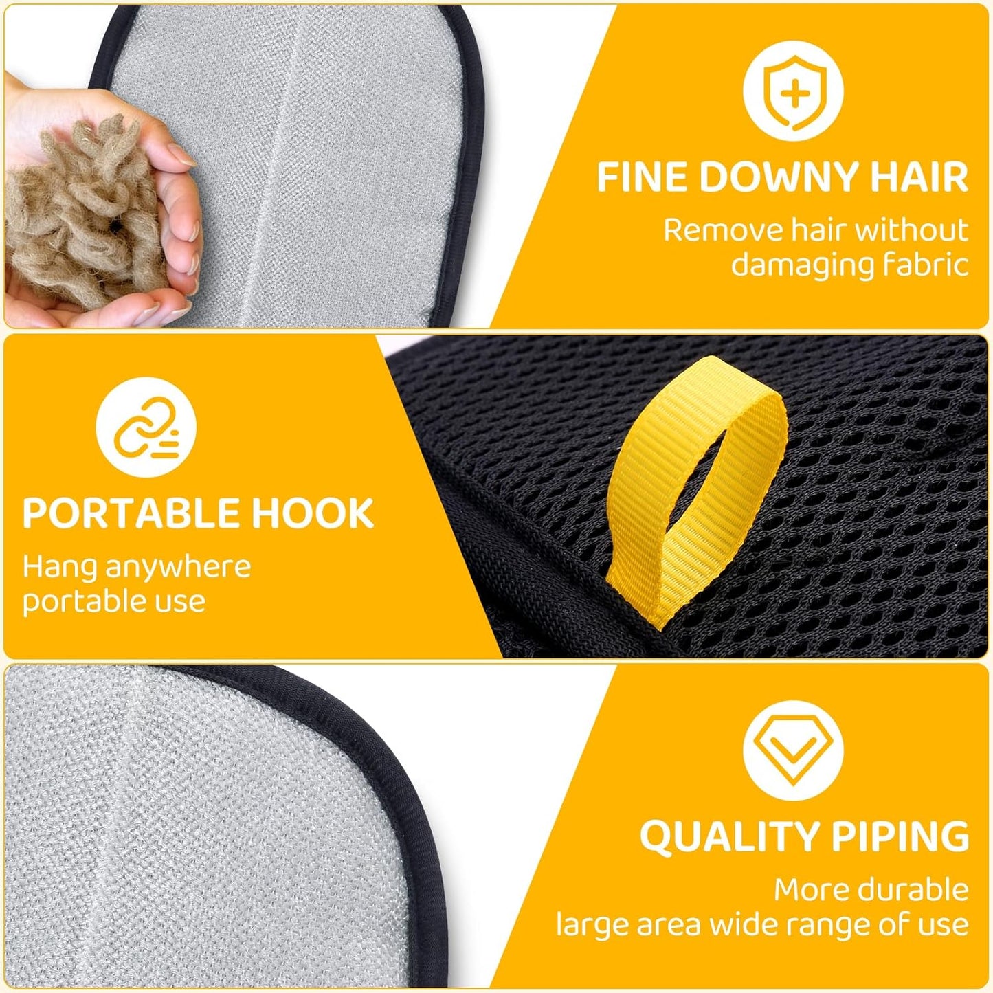 Pet Hair Removal Glove for Dogs & Cats - Upgraded Reusable Electrostatic Pet Hair Glove, Gentle Grooming Mitt, Pet Hair Remover Tool for Laundry, Couch, Carpet & Car Seat, 2 Pack (Black)