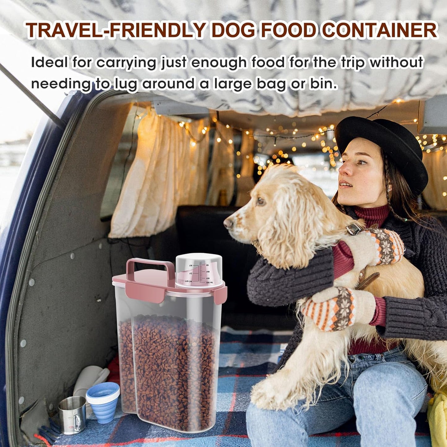 TBMax Dog Food Storage Container 5-7 lbs, Airtight Cat Food Container with Larger Spout & Measuring Cup, Portable Pet Food Storage Dispenser for Small Animal Kibble Storage, Bird Seed Container