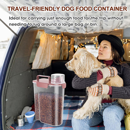 TBMax Dog Food Storage Container 5-7 lbs, Airtight Cat Food Container with Larger Spout & Measuring Cup, Portable Pet Food Storage Dispenser for Small Animal Kibble Storage, Bird Seed Container