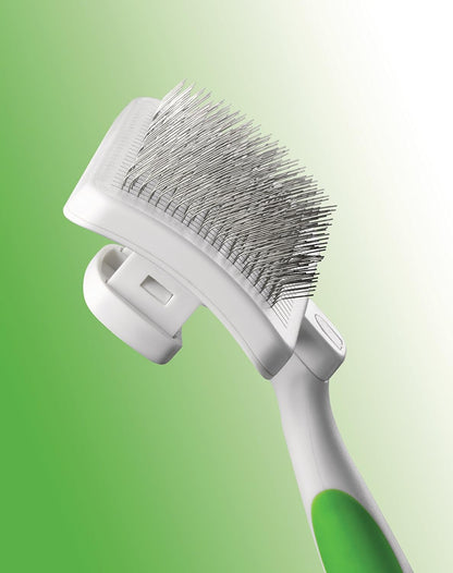 Andis 65705 Stainless-Steel Slicker Brush for Dogs and Cats - Durable and Lightweight Grooming Tool for All Breeds and Fur Lengths, Reduces Shedding and Promotes Hair Growth - Medium, Green