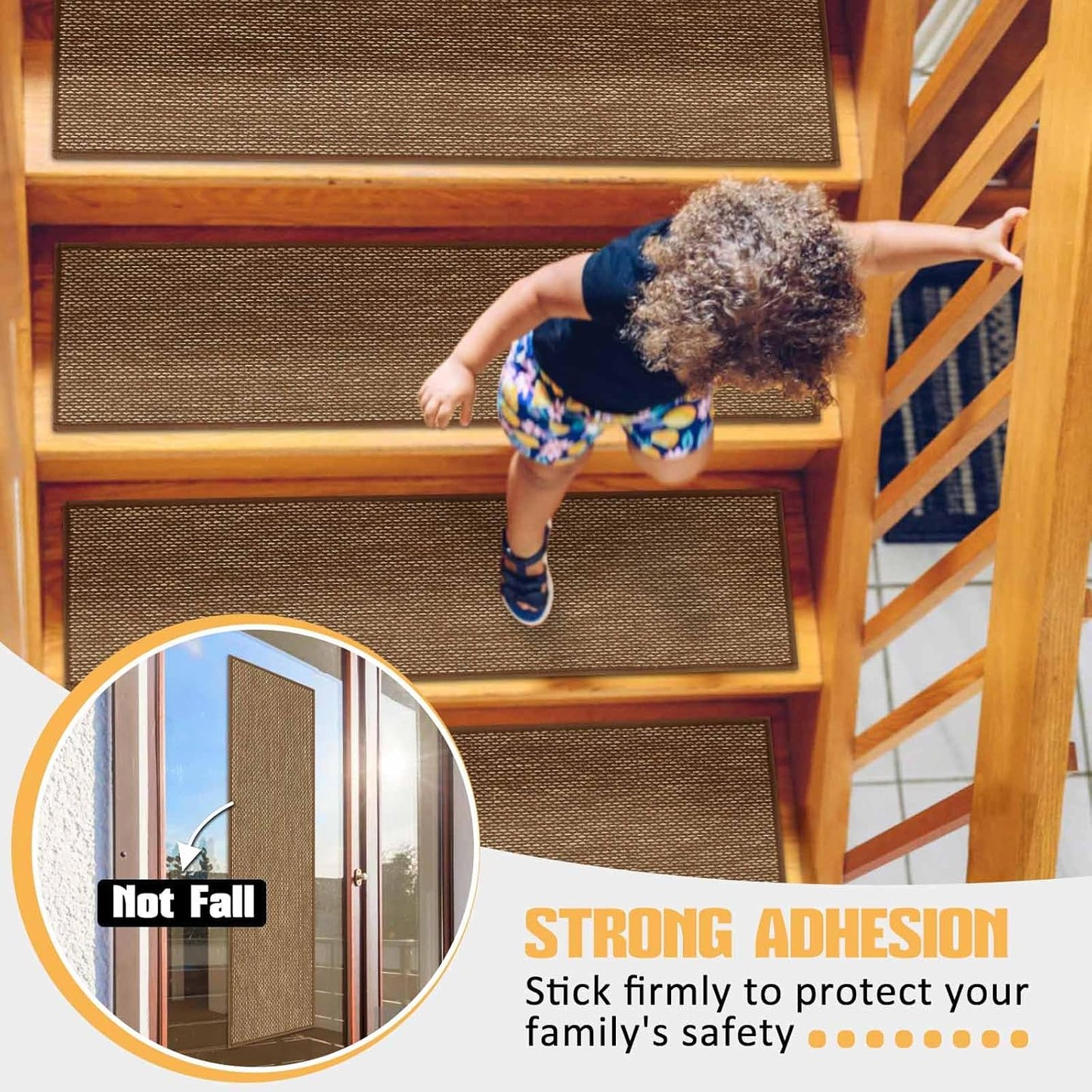 Stair Treads Non Slip for Wooden Steps Indoor 9" x 36" 15 Pack Extra Wide Stairs Tread Carpet Runner, Step Pads with Reusable Adhesive for Dogs Kids Elders, Machine Washable, Black