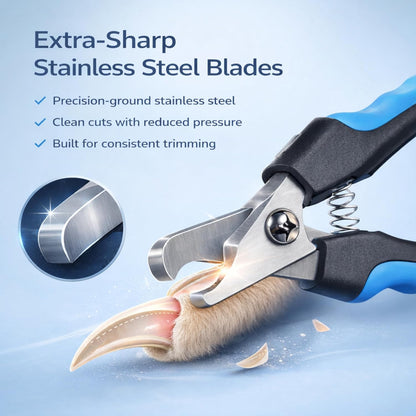Dog & Cat Nail Clippers & Trimmers - Extra Sharp Dog Clippers with Stainless Steel Blades & Safety Guard to Avoid Overcutting - Ergonomic Cat Nail Clippers with Non-Slip Grip & Lock Feature