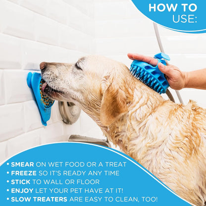 Aquapaw Lick Mat for Dogs with Suction Cups - XL, Blue, 1-Pack - Slow Feeder Lick Pads for Dogs & Grooming Enrichment - Food Mat for Peanut Butter Treats