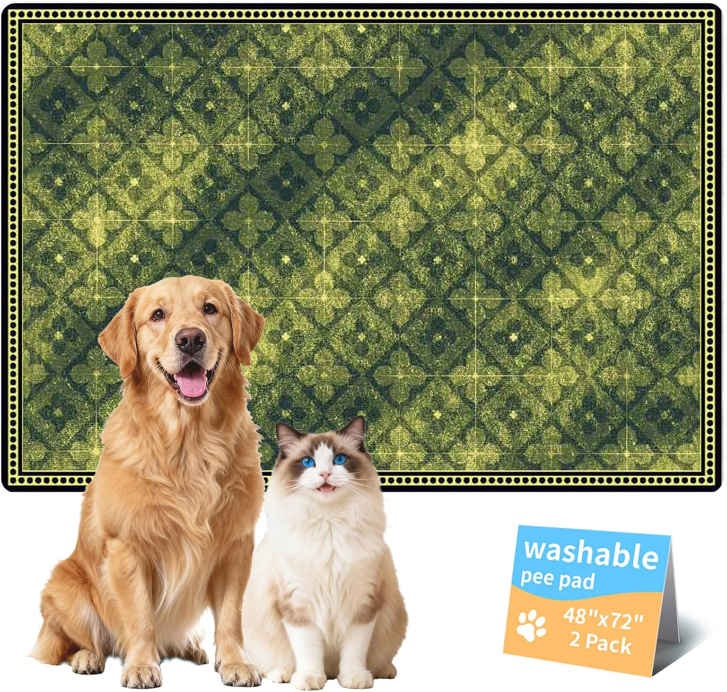 Washable Pee Pads for Dogs, Reusable Puppy Potty Training Pads, Ultra-Absorbent Thick Waterproof Leak-Proof Non-Slip Pads & Mat for Crate, Playpen, Floor, Whelping & Housebreaking , 2 Pack 18"x24"