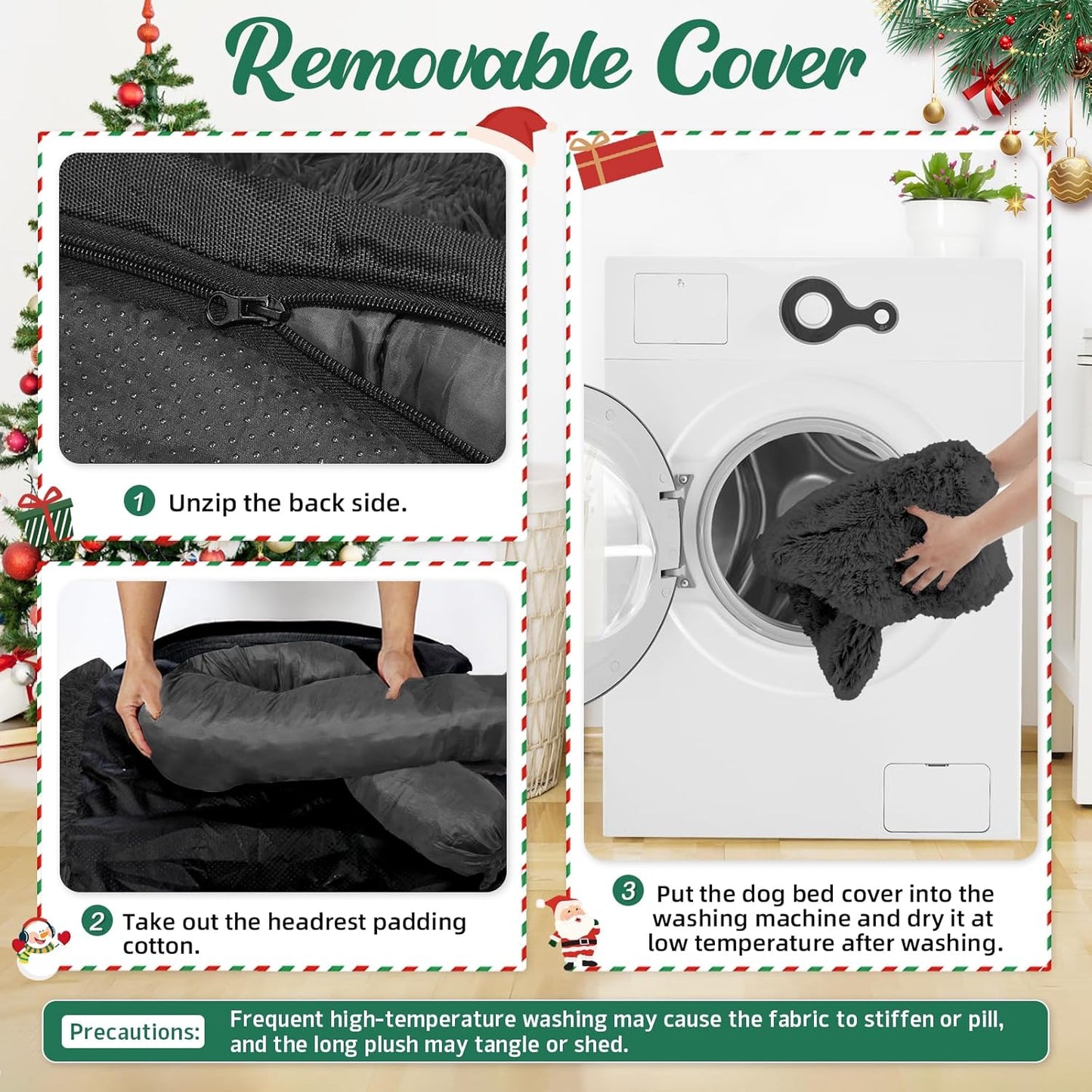 Calming Dog Bed Fluffy Plush Dog Mat for Furniture Protector with Removable Washable Cover for Large Medium Small Dogs and Cats (Large, Light Grey)