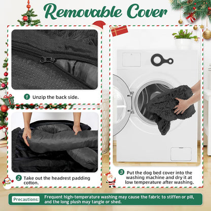 Calming Dog Bed Fluffy Plush Dog Mat for Furniture Protector with Removable Washable Cover for Large Medium Small Dogs and Cats (Large, Light Grey)