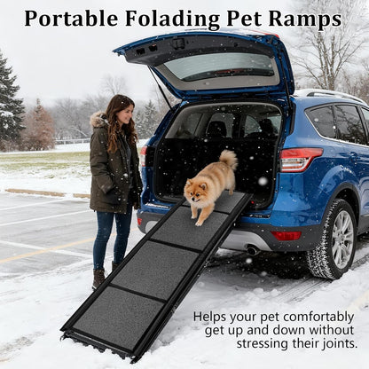 67" x 20" Dog Ramp for Car, Folding Pet Stair Ramps for Truck, SUV, Portable Pet Steps Load-Bearing 200LBS with Non-Slip Surface