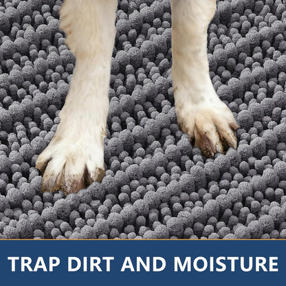 Smiry Dog Door Mat for Muddy Paws 30x20, Extra Soft Absorbent Chenille Doormat, Trap Moisture and Dirt, Non-Slip Machine Washable Front Door Mat for Indoor Entrance Inside Floor, Grey