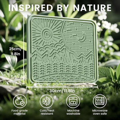 OHMO Lick Mat for Dogs and Cats Large(2 Pack) Nature Design Easy to Clean Pet Slow Feeder with Suction Cups, for Anxiety Relief and Boredom Reduction(Mars+Coral)