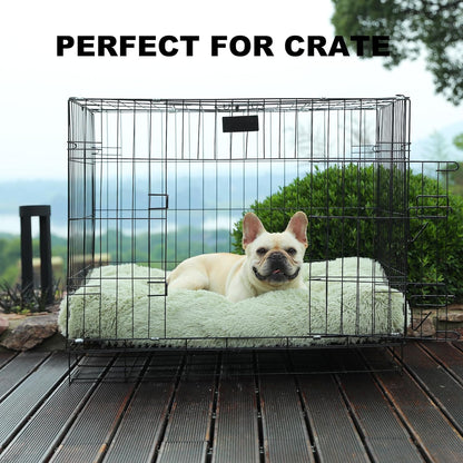 Bedfolks Waterproof Dog Crate Bed, Plush With Removable Washable Cover, Faux Fur Crate Pad for Medium Dogs, Fluffy Kennel 29"x21", Dark Grey